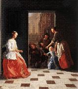 OCHTERVELT, Jacob Street Musicians at the Doorway of a House dh oil painting on canvas